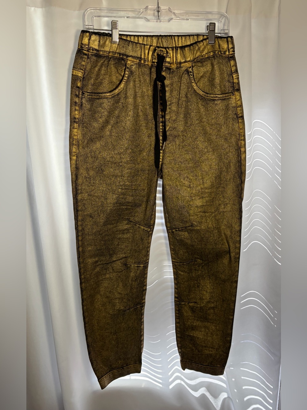 ALEMBIKA Metallic Gold  Boyfriend Jogger Jeans size 1/6-8